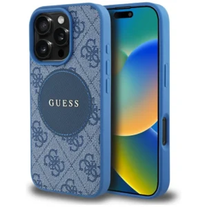 Guess 4G Circle Classic Logo MagSafe case for iPhone 16 Pro Max - blueeng