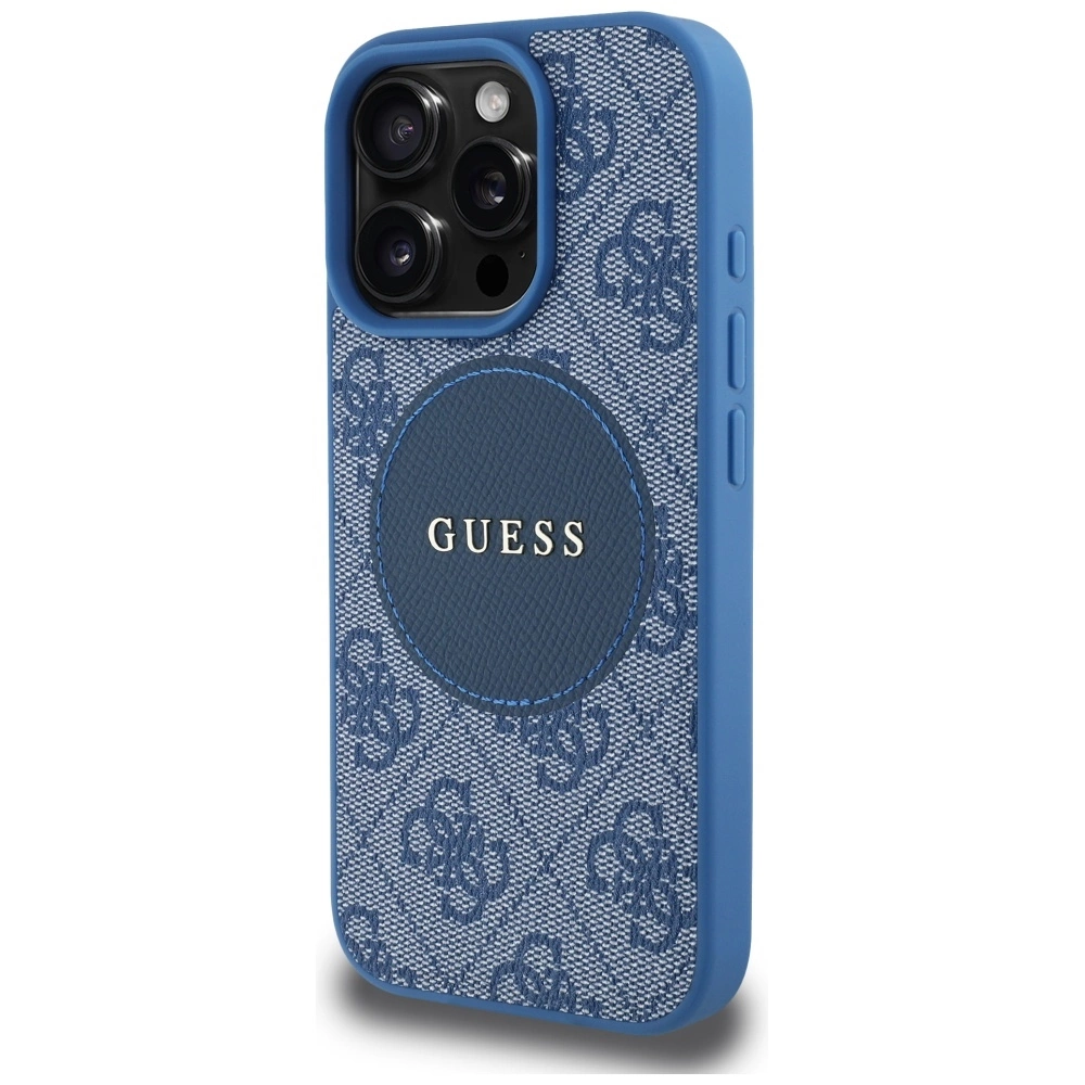 Guess 4G Circle Classic Logo MagSafe case for iPhone 16 Pro Max - blueeng