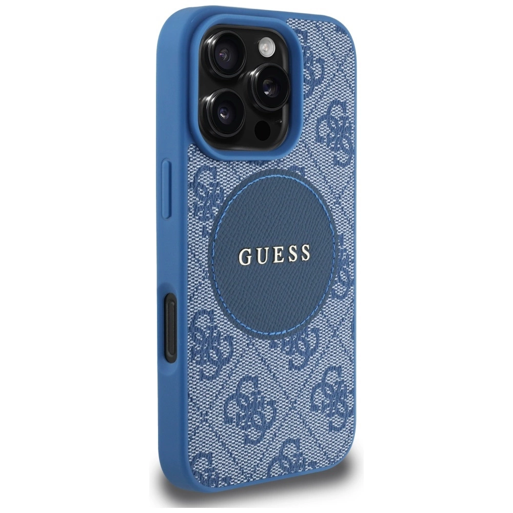 Guess 4G Circle Classic Logo MagSafe case for iPhone 16 Pro Max - blueeng