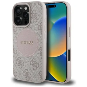 Guess 4G Circle Classic Logo MagSafe case for iPhone 16 Pro Max - pinkeng