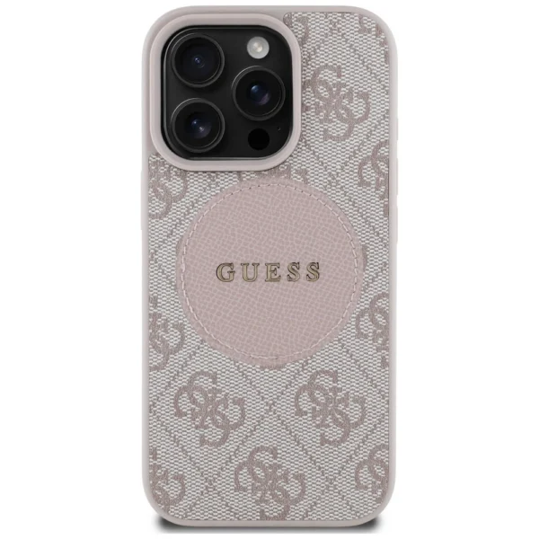 Guess 4G Circle Classic Logo MagSafe case for iPhone 16 Pro Max - pinkeng