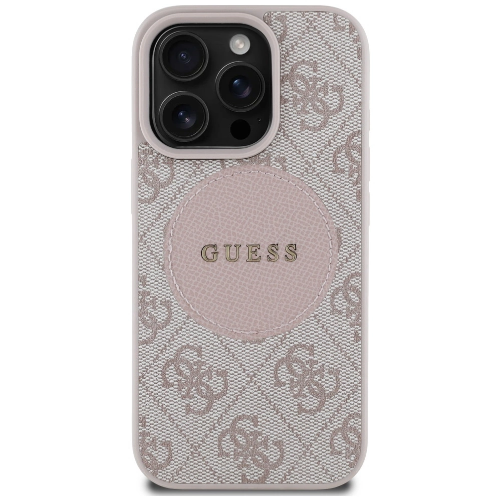 Guess 4G Circle Classic Logo MagSafe case for iPhone 16 Pro Max - pinkeng