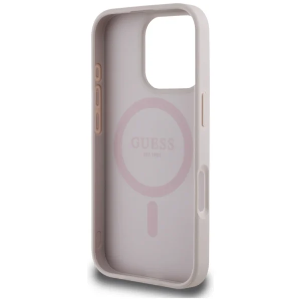 Guess 4G Circle Classic Logo MagSafe case for iPhone 16 Pro Max - pinkeng