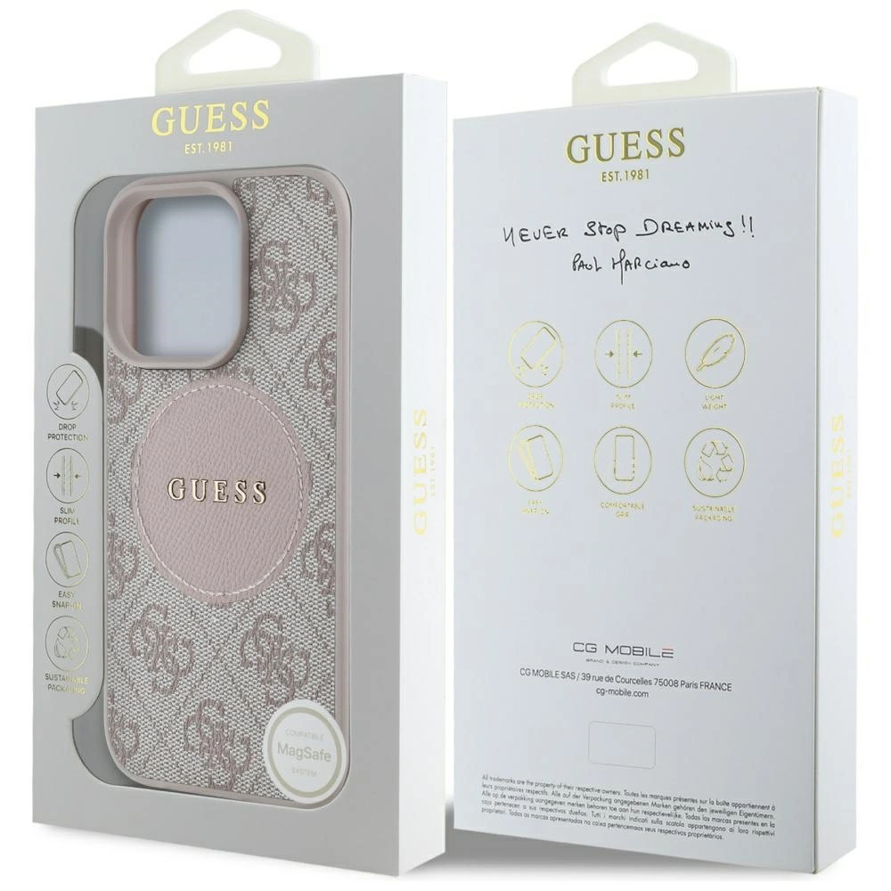 Guess 4G Circle Classic Logo MagSafe case for iPhone 16 Pro Max - pinkeng