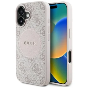 Guess 4G Circle Classic Logo MagSafe iPhone 16 Case - Pinkeng
