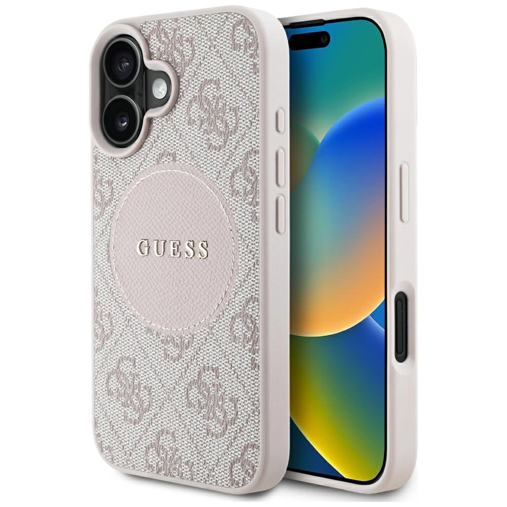 Guess 4G Circle Classic Logo MagSafe iPhone 16 Case - Pinkeng