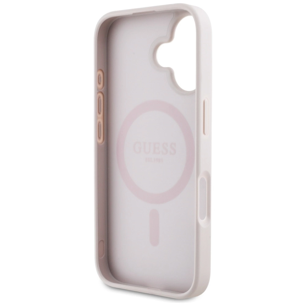 Guess 4G Circle Classic Logo MagSafe iPhone 16 Case - Pinkeng