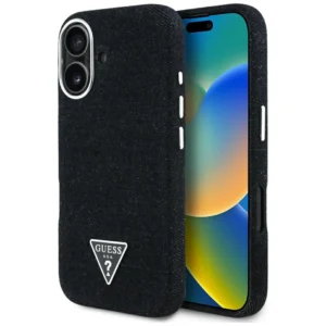 Guess Denim Triangle Logo MagSafe case for iPhone 16 - blackeng