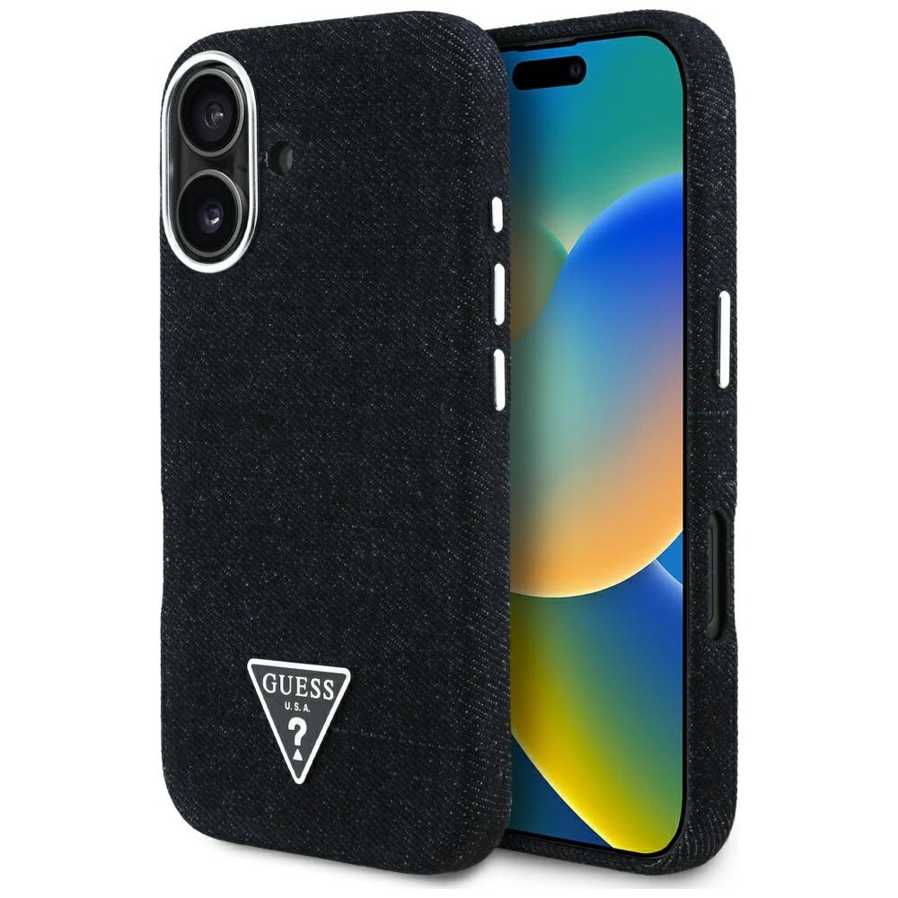 Guess Denim Triangle Logo MagSafe case for iPhone 16 - blackeng