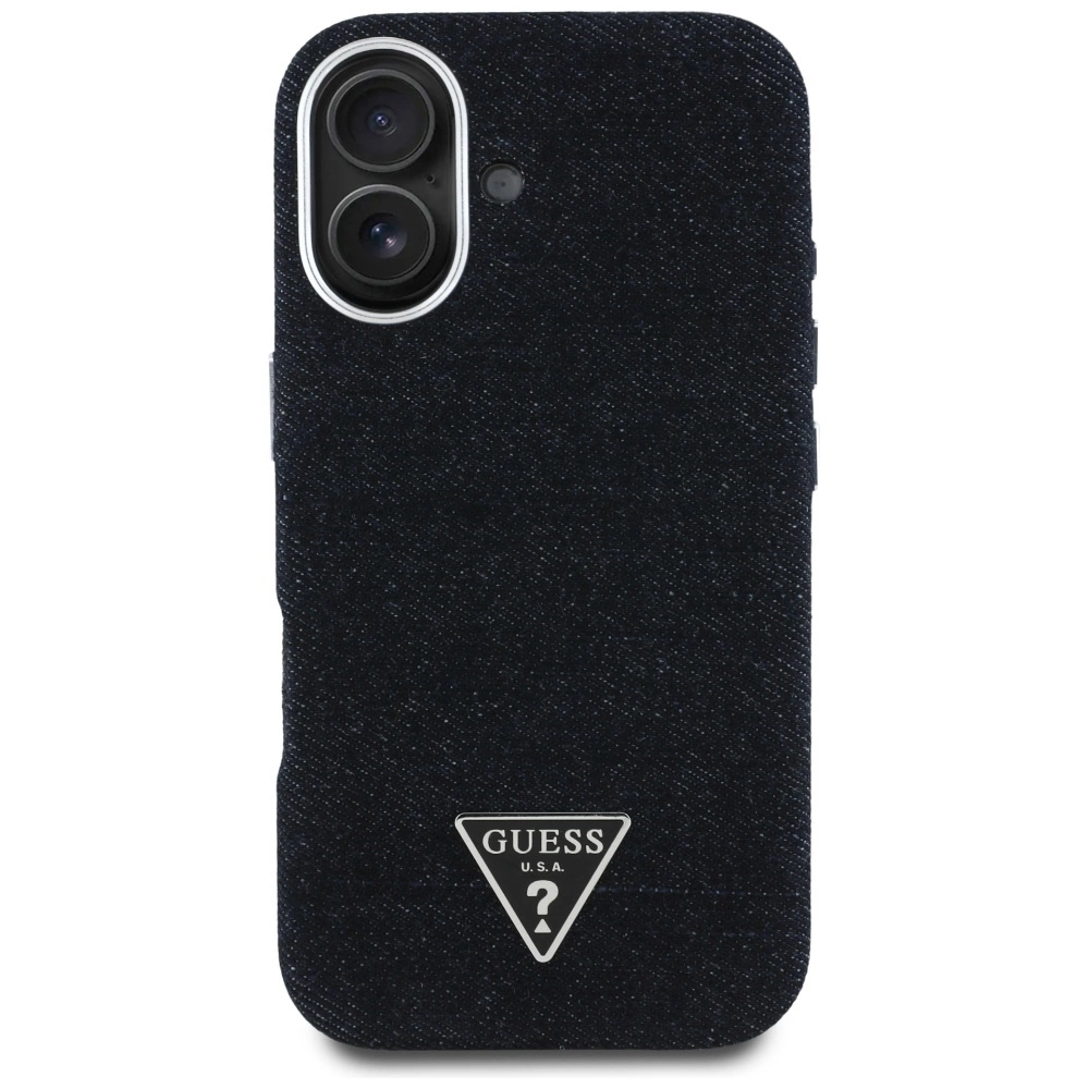 Guess Denim Triangle Logo MagSafe case for iPhone 16 - blackeng