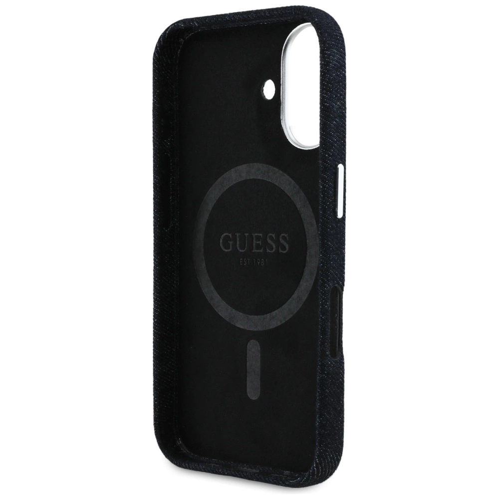 Guess Denim Triangle Logo MagSafe case for iPhone 16 - blackeng