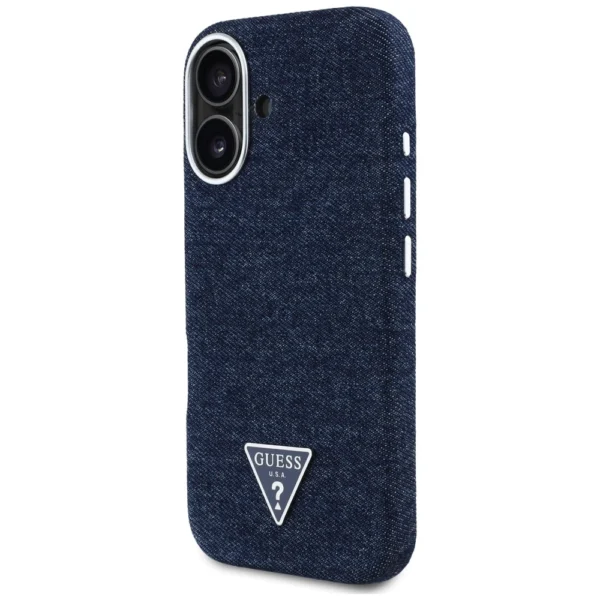 Guess Denim Triangle Logo MagSafe iPhone 16 Case - Blueeng