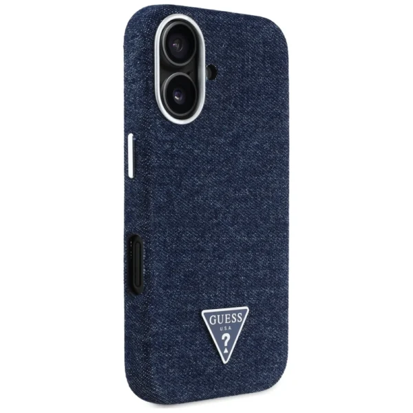 Guess Denim Triangle Logo MagSafe iPhone 16 Case - Blueeng