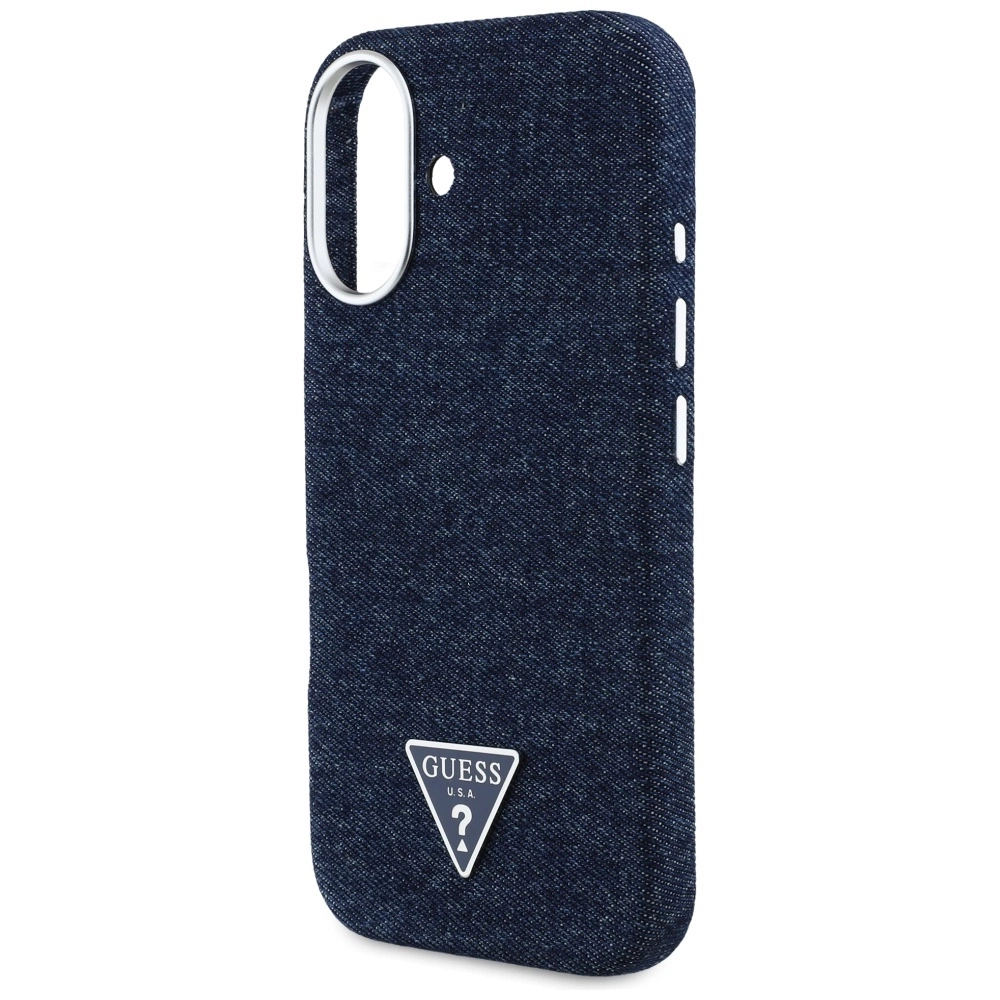 Guess Denim Triangle Logo MagSafe iPhone 16 Case - Blueeng