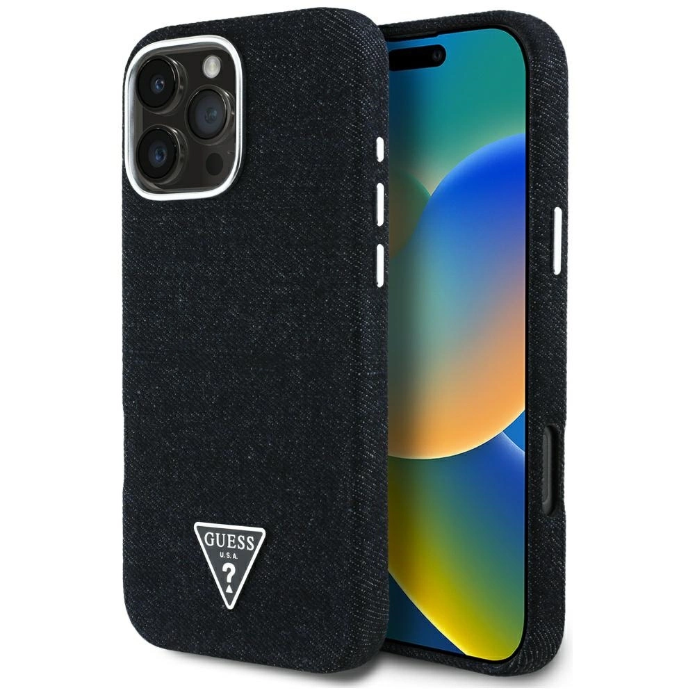 Guess Denim Triangle Logo MagSafe case for iPhone 16 Pro - blackeng