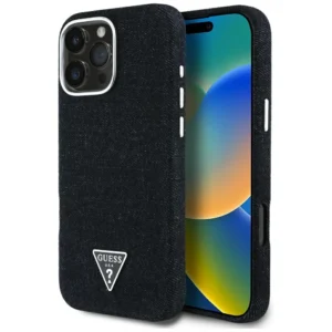 Guess Denim Triangle Logo MagSafe iPhone 16 Pro Max Case - Blackeng