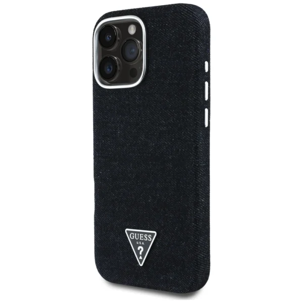 Guess Denim Triangle Logo MagSafe iPhone 16 Pro Max Case - Blackeng