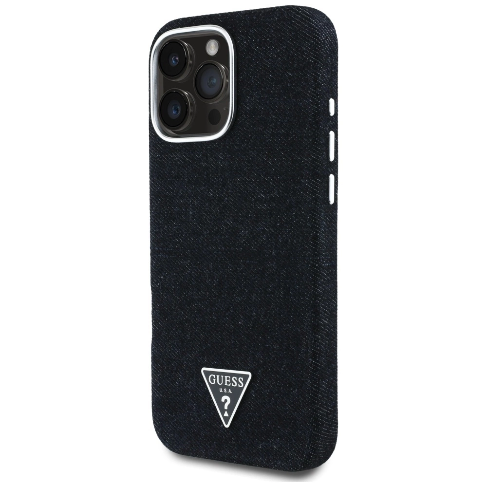 Guess Denim Triangle Logo MagSafe iPhone 16 Pro Max Case - Blackeng