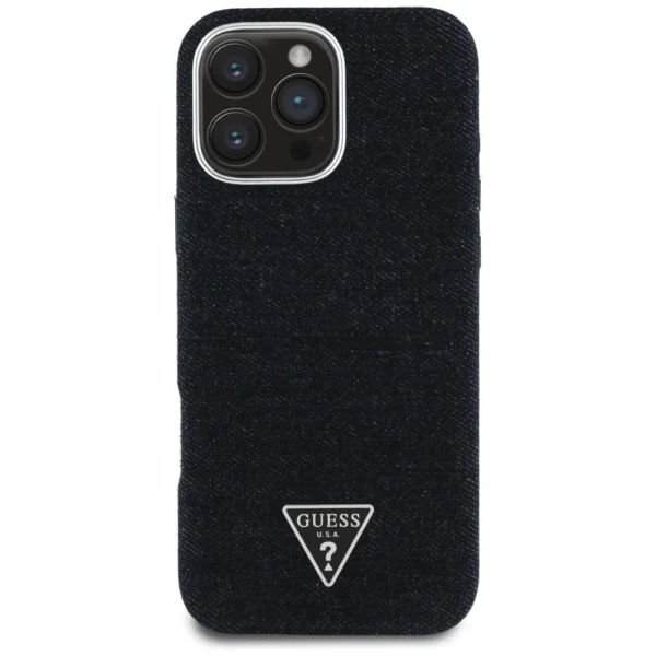 Guess Denim Triangle Logo MagSafe iPhone 16 Pro Max Case - Blackeng