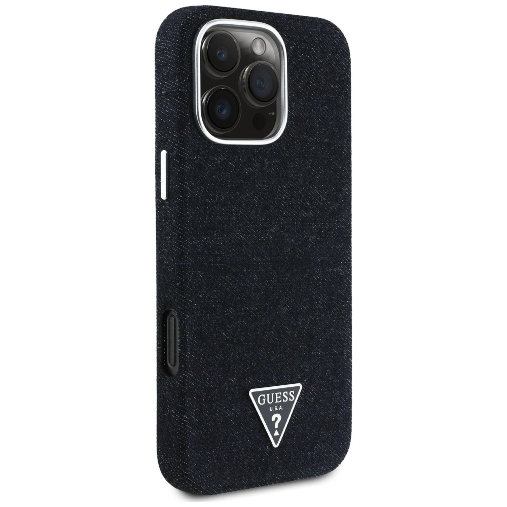 Guess Denim Triangle Logo MagSafe iPhone 16 Pro Max Case - Blackeng