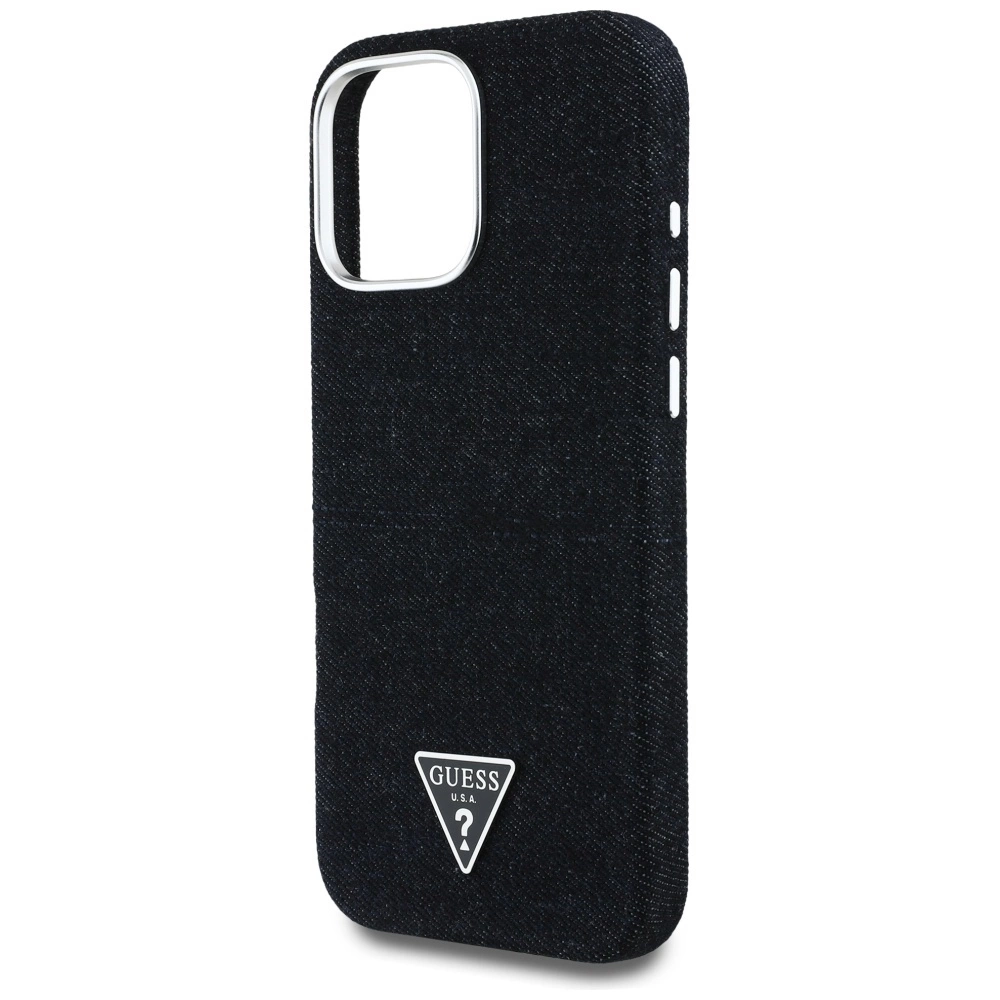 Guess Denim Triangle Logo MagSafe iPhone 16 Pro Max Case - Blackeng