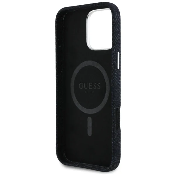 Guess Denim Triangle Logo MagSafe iPhone 16 Pro Max Case - Blackeng