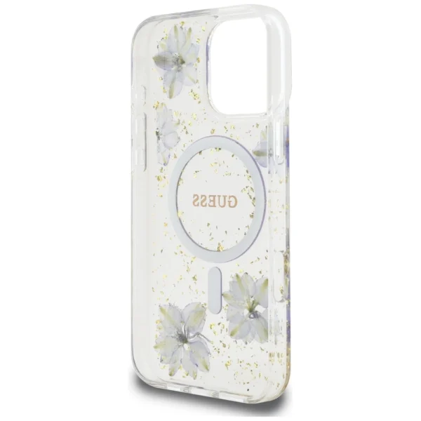 Guess Resin Flowers MagSafe case for iPhone 16 Pro - purpleeng
