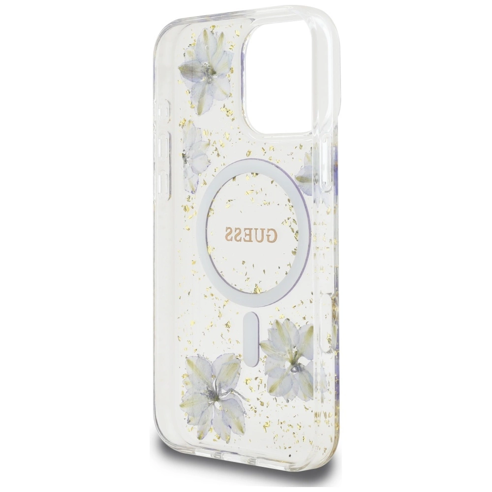 Guess Resin Flowers MagSafe case for iPhone 16 Pro - purpleeng