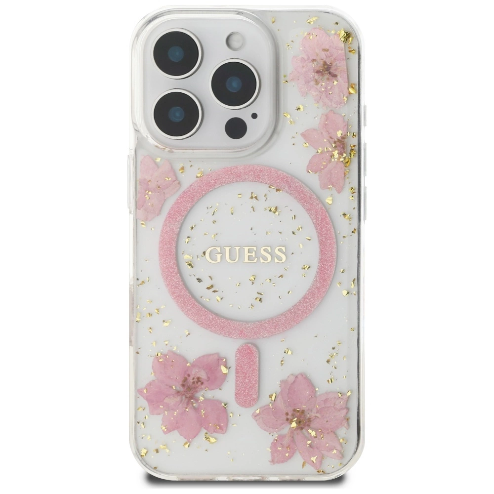 Guess Resin Flowers MagSafe iPhone 16 Pro Max Case - Pinkeng