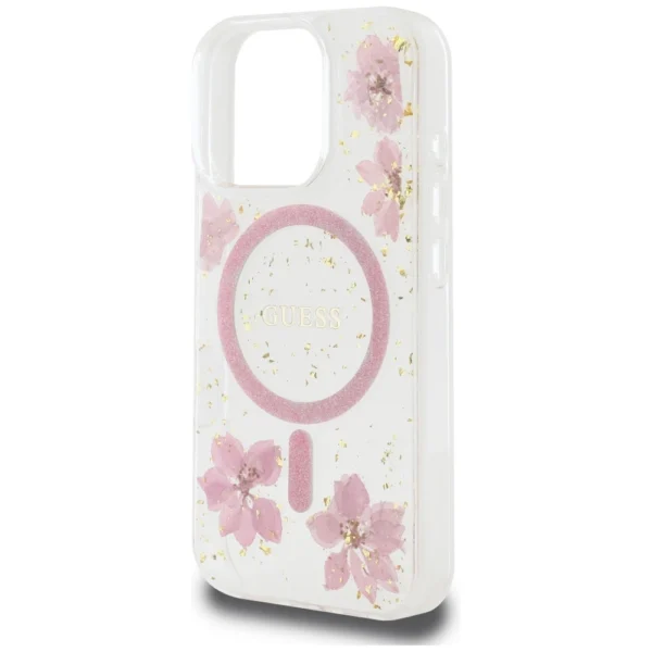 Guess Resin Flowers MagSafe iPhone 16 Pro Max Case - Pinkeng