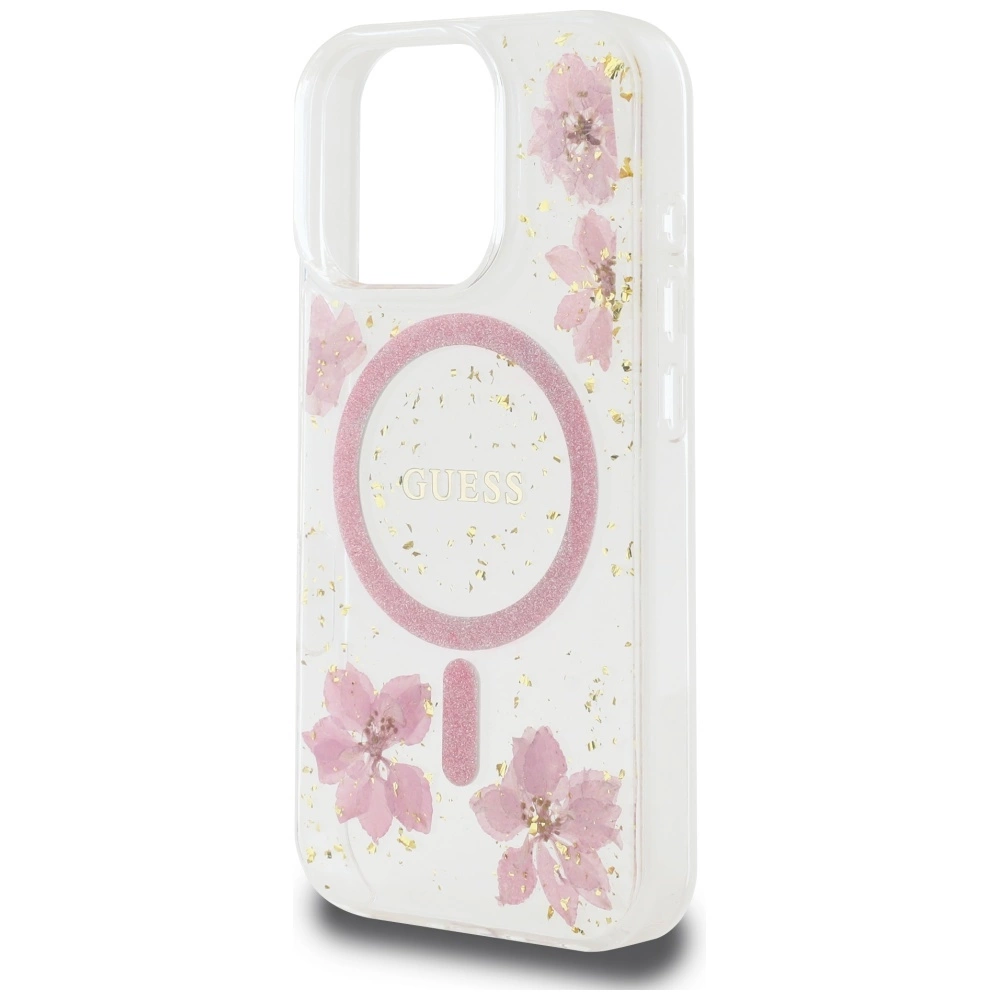 Guess Resin Flowers MagSafe iPhone 16 Pro Max Case - Pinkeng