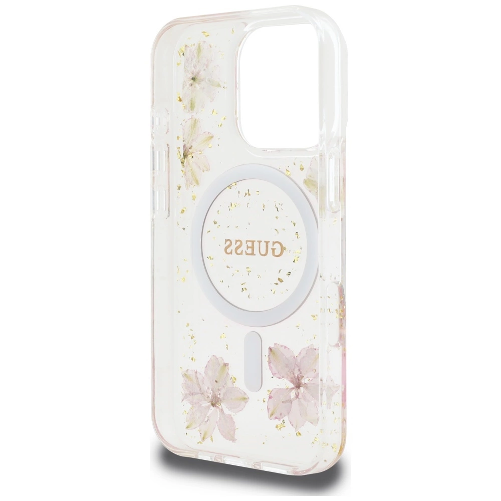 Guess Resin Flowers MagSafe iPhone 16 Pro Max Case - Pinkeng