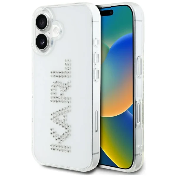Karl Lagerfeld IML Rhinestones Logo iPhone 16 Case - Transparenteng