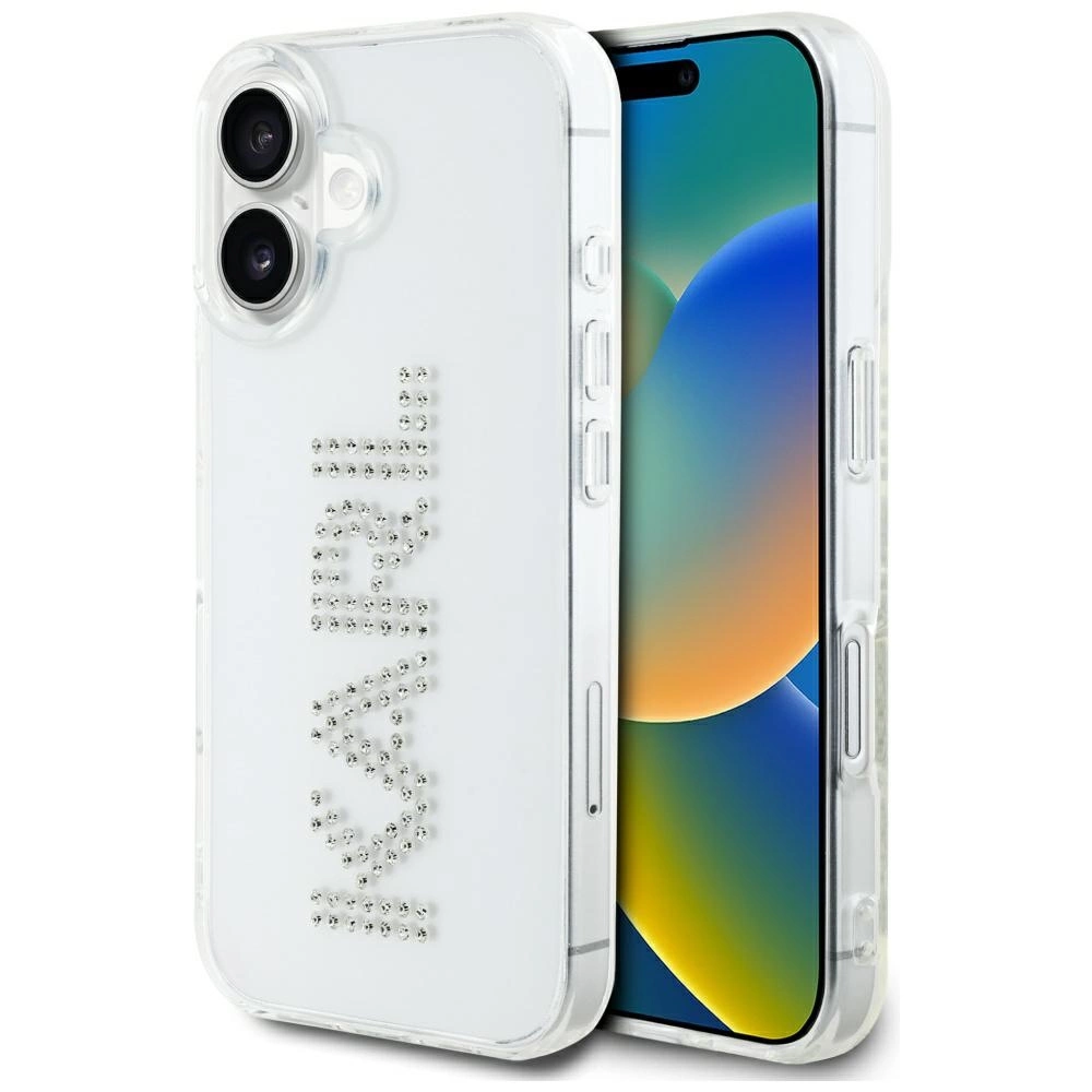 Karl Lagerfeld IML Rhinestones Logo iPhone 16 Case - Transparenteng