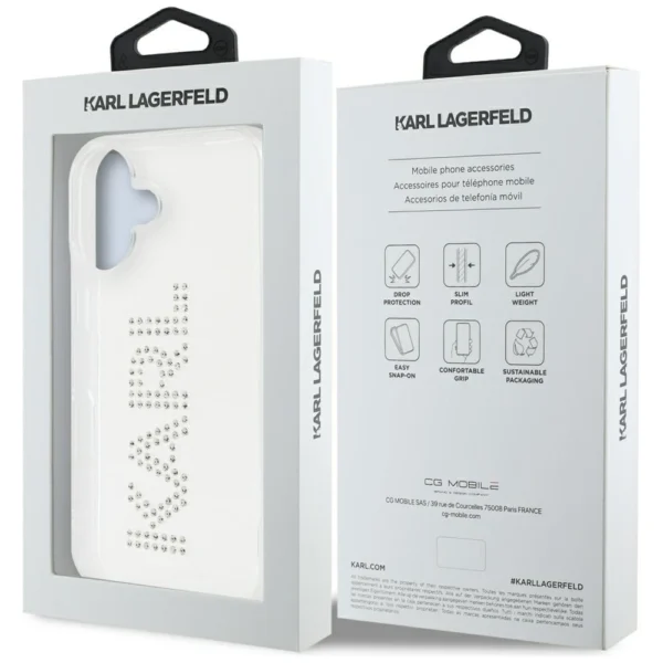 Karl Lagerfeld IML Rhinestones Logo iPhone 16 Case - Transparenteng