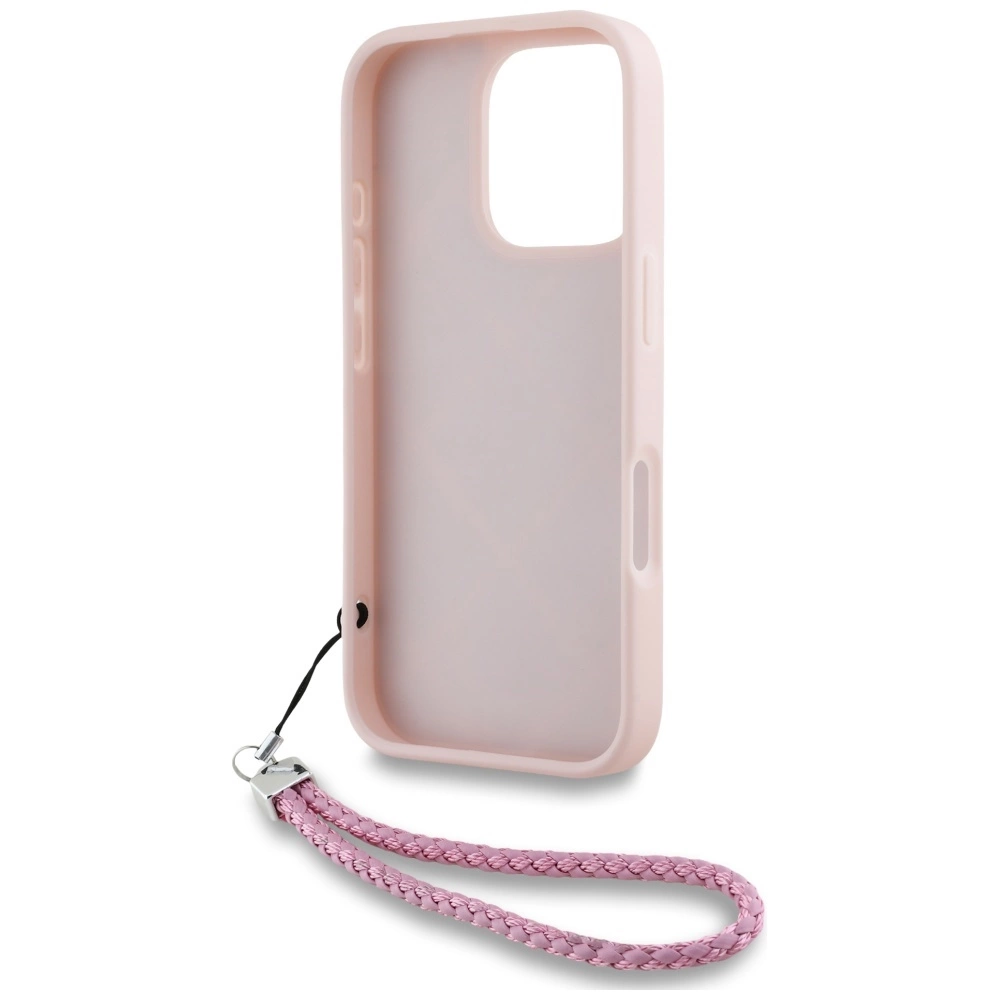 Karl Lagerfeld Quilted Initial Logo & Chain Strap iPhone 16 Pro Case - Pinkeng