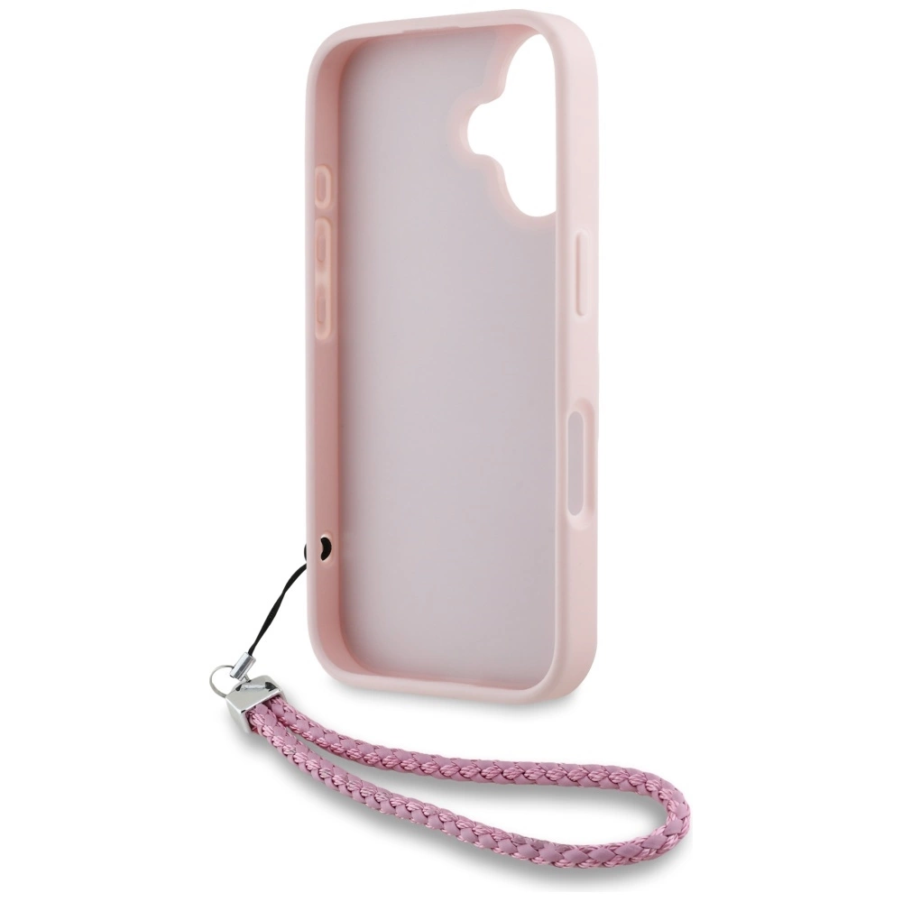 Karl Lagerfeld Quilted Initial Logo & Chain Strap iPhone 16 Case - Pinkeng