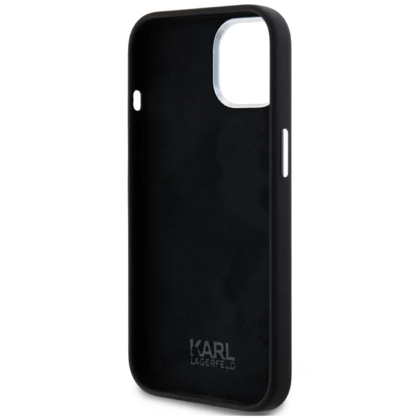 Karl Lagerfeld Silicone Metal Script Logo iPhone 15 Case - Blackeng