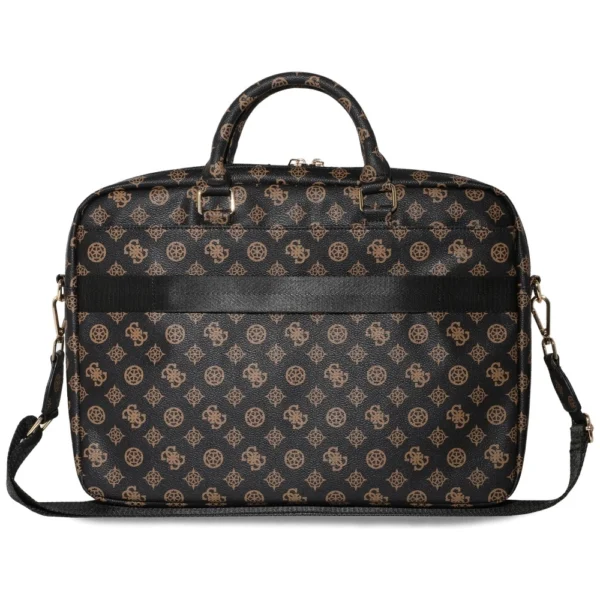 Guess 4G Peony Front Pocket Zipper Triangle Logo Laptop Bag 16" - Blackeng