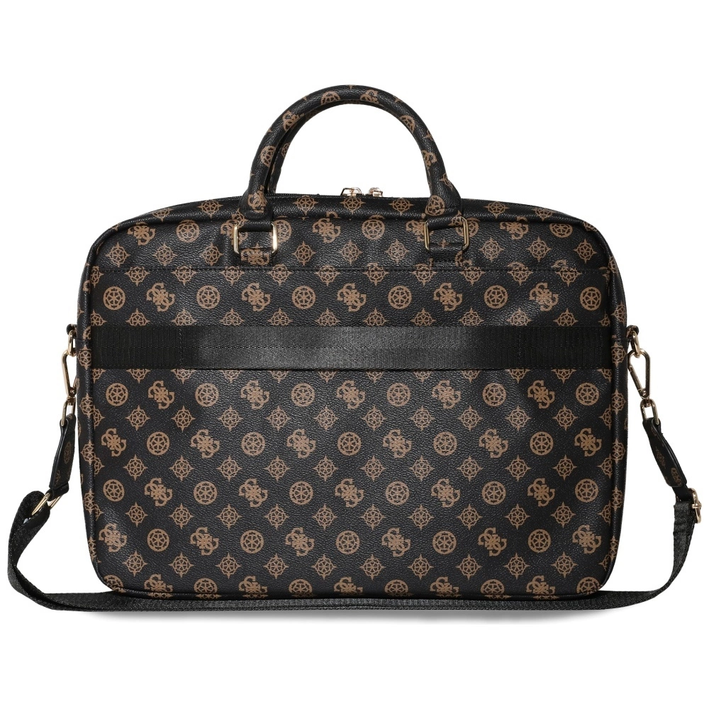 Guess 4G Peony Front Pocket Zipper Triangle Logo Laptop Bag 16" - Blackeng