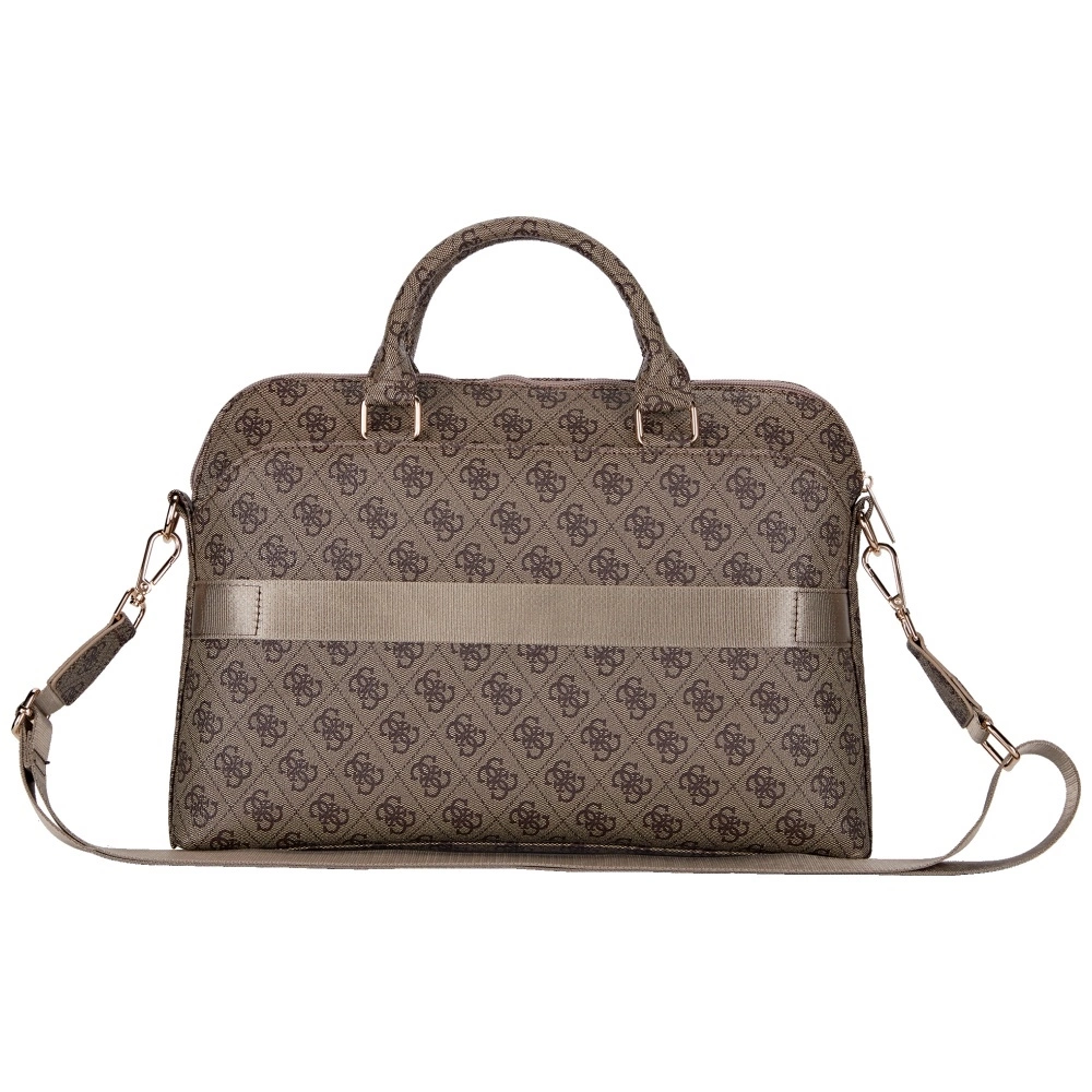 Guess 4G Zipper Pocket Triangle Logo 15" Laptop Bag - Browneng