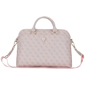 Guess 4G Zipper Pocket Triangle Logo 15" Laptop Bag - Pinkeng