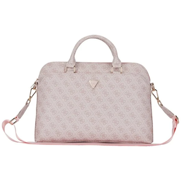 Guess 4G Zipper Pocket Triangle Logo 15" Laptop Bag - Pinkeng