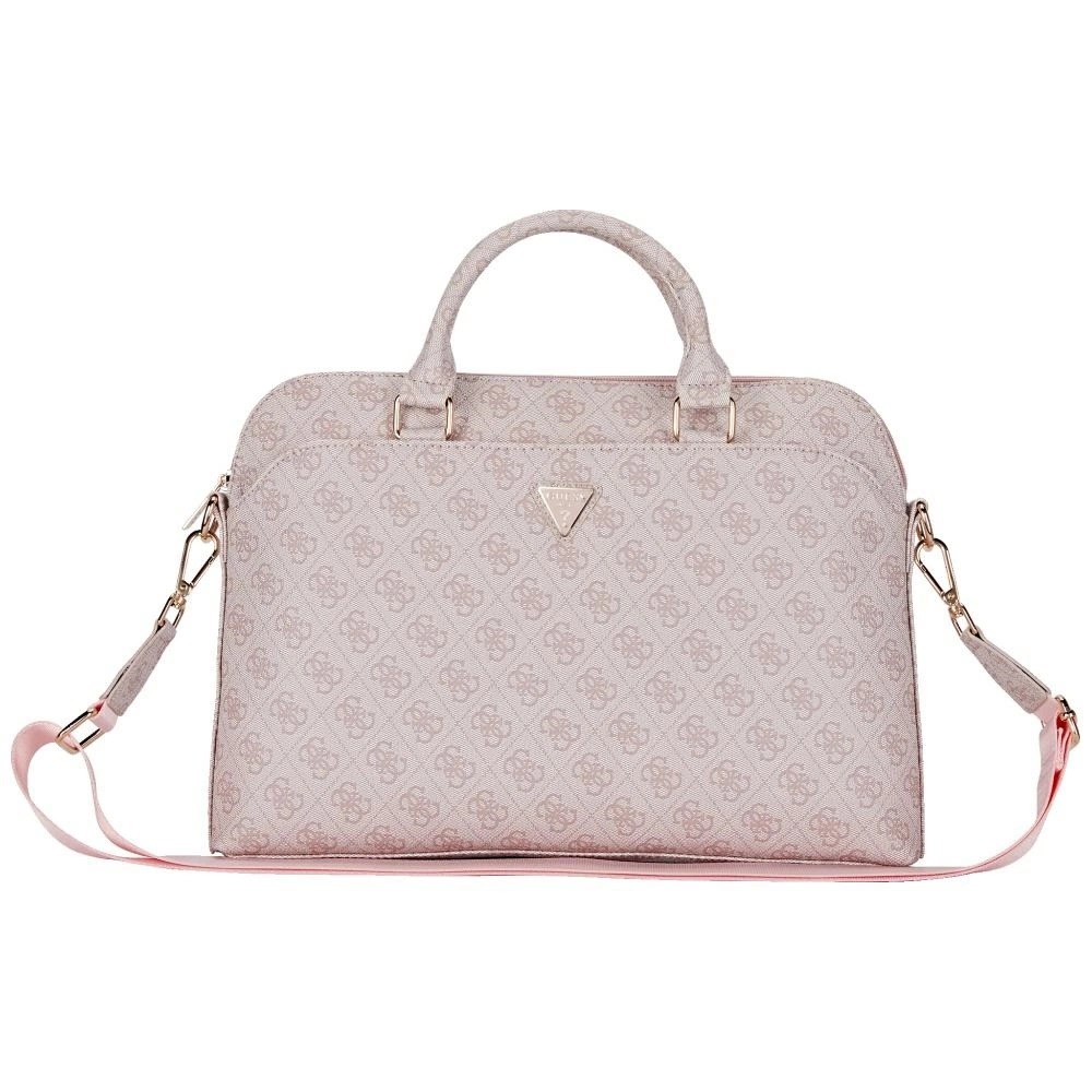 Guess 4G Zipper Pocket Triangle Logo 15" Laptop Bag - Pinkeng