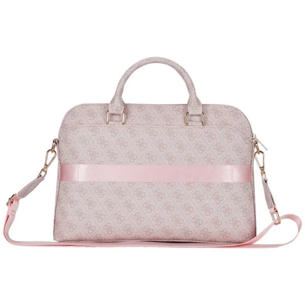 Guess 4G Zipper Pocket Triangle Logo 15" Laptop Bag - Pinkeng