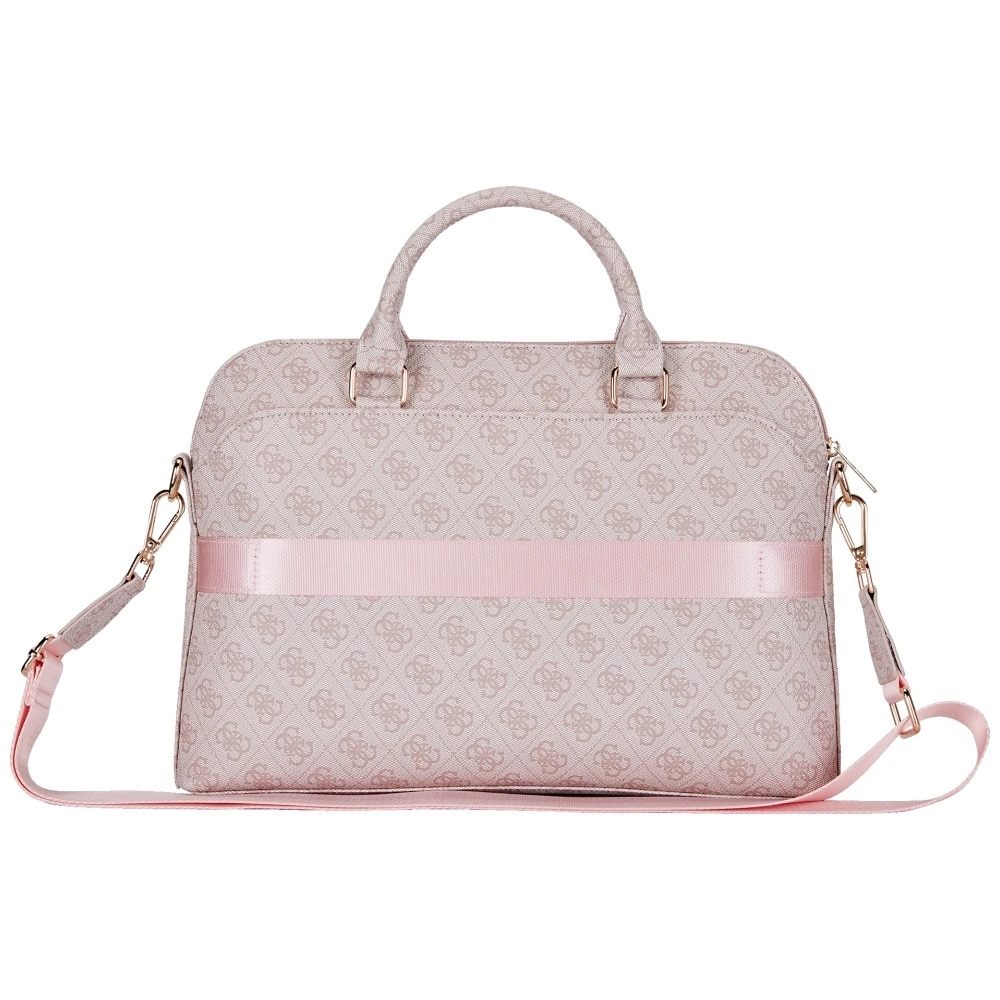 Guess 4G Zipper Pocket Triangle Logo 15" Laptop Bag - Pinkeng