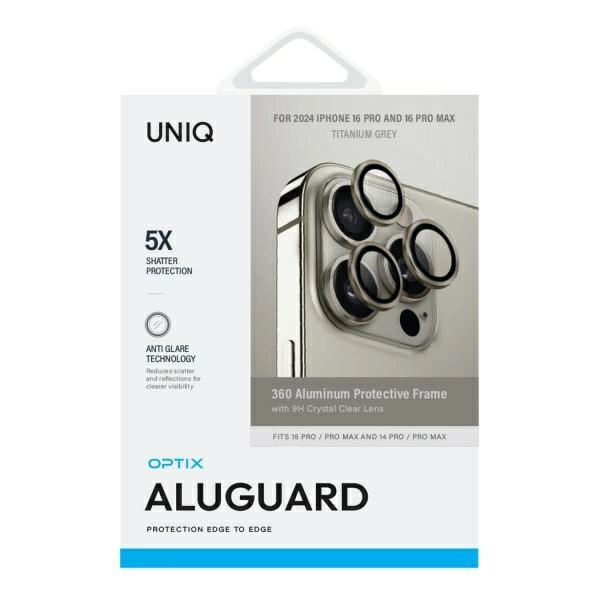 Uniq Optix Aluminum Camera Lens Protector iPhone 16 Pro / 16 Pro Max with applicator - titaniumeng