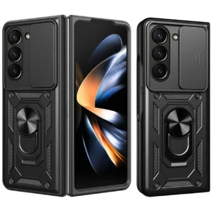 Hybrid Armor Camshield Armored Case with Stand and Camera Cover for Samsung Galaxy Z Flip 7 - Blackeng
