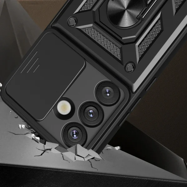 Hybrid Armor Camshield Armored Case with Stand and Camera Cover for Google Pixel 9A - Blackeng