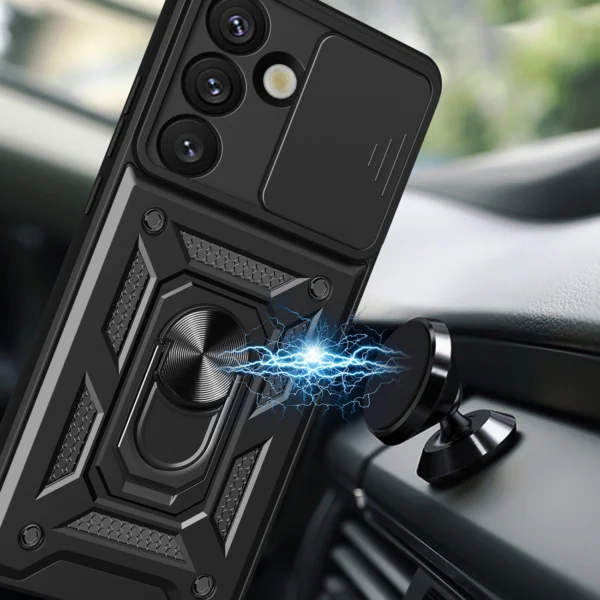 Hybrid Armor Camshield Armored Case with Stand and Camera Cover for Google Pixel 9A - Blackeng